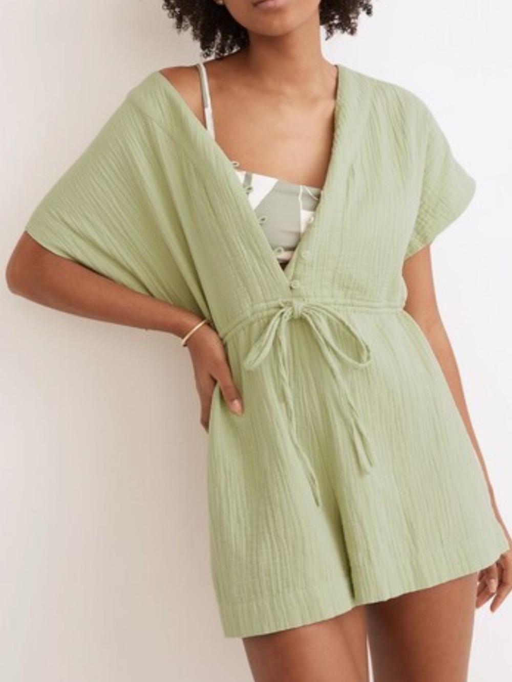 Madewell Romper Womens Small Lightestspun Cover-Up Swim Gauzy Beachy Casual